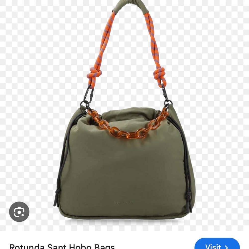 Rotunda Sant Olive Hobo Bag with Orange Accents